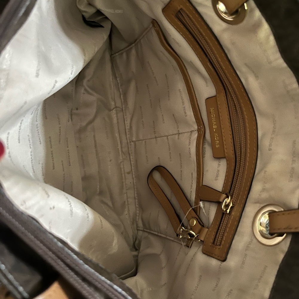 Michael Kors Dark Brown Tote with Tan Straps - Picture 3 of 4